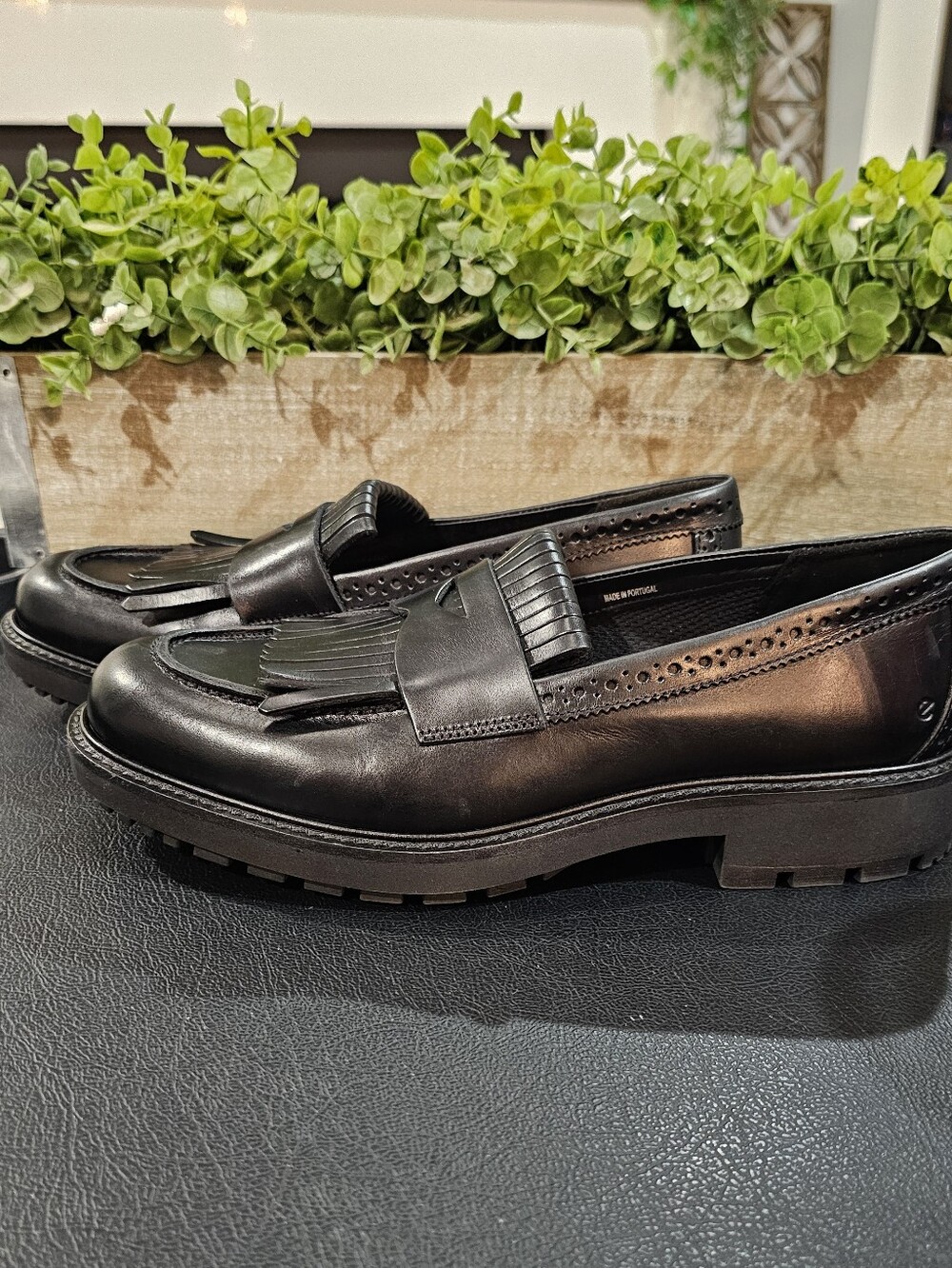 Ecco Black Leather Fringe Penny Support Loafers Shoes Women's Sz 6, 10, & 11 - Picture 4 of 11